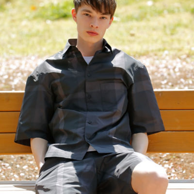 Black Label Crestbridge ﾌﾞﾗｯｸﾚｰﾍﾞﾙ ｸﾚｽﾄﾌﾞﾘｯｼﾞ カジュアルシャツ Web限定 オーバーサイズ コンビネーショントーナルクレストブリッジチェックシャツ ブルーレーベル ブラックレーベル クレストブリッジ オフィシャルサイト