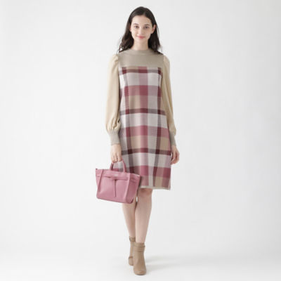 Blue Label Crestbridge ブルーレーベル クレストブリッジ ドレス 美人百花コラボ クレストブリッジチェックジャカードニット ワンピース ブルーレーベル ブラックレーベル クレストブリッジ オフィシャルサイト